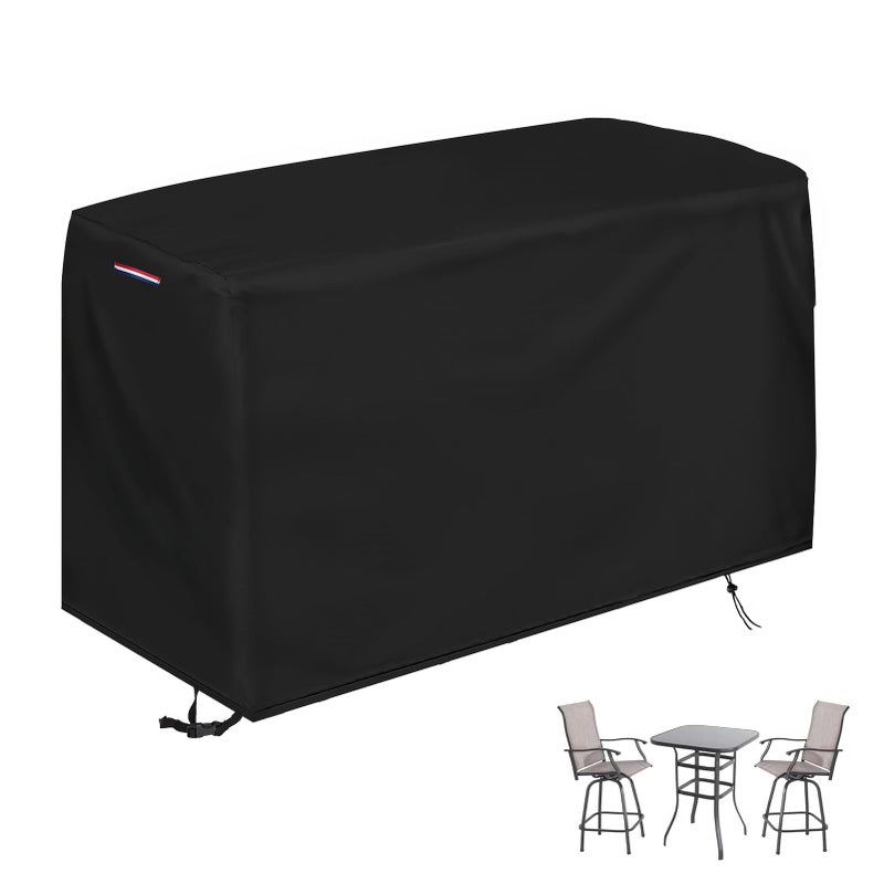 Loenel Patio Swivel Bar Set Cover  Waterproof Outdoor Bar Height Set Covers for Patio Bistro Sets 3 Piece Table and Chairs  Heavy Duty Outdoor Bar Height Dining Set Cover - 70"" L x 32"" W x 47"" H - Image 1